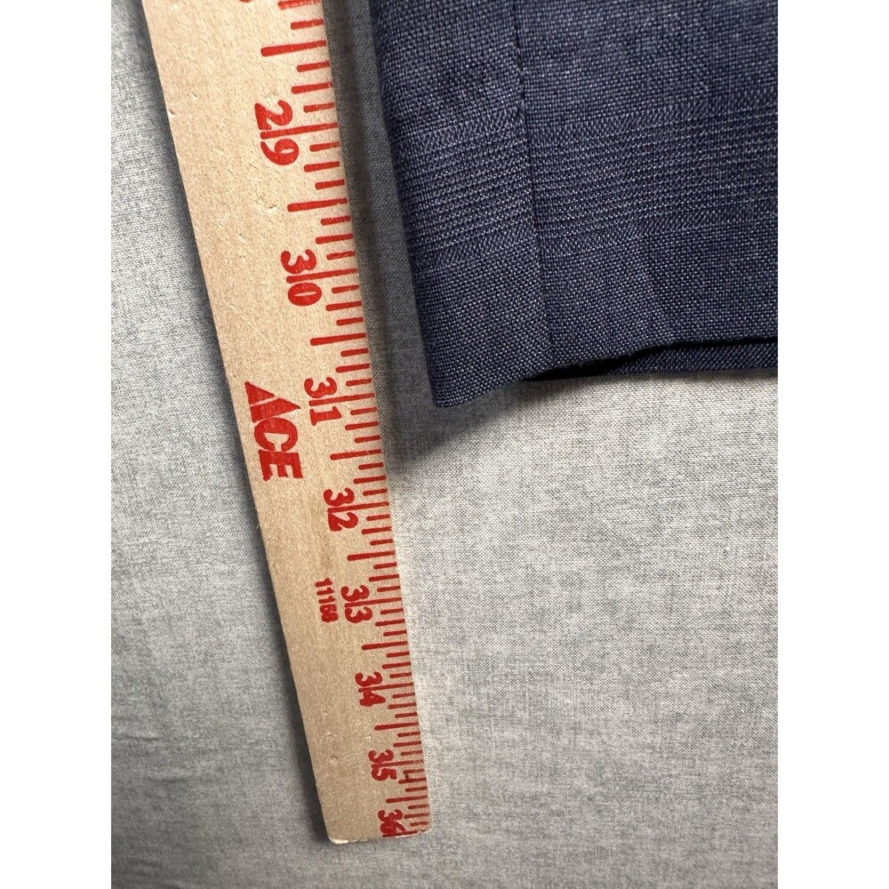 Banana Republic Pants Flat Front Glen Check Slim Fit Grey Blue Chino 33 X 32” - Picture 4 of 7